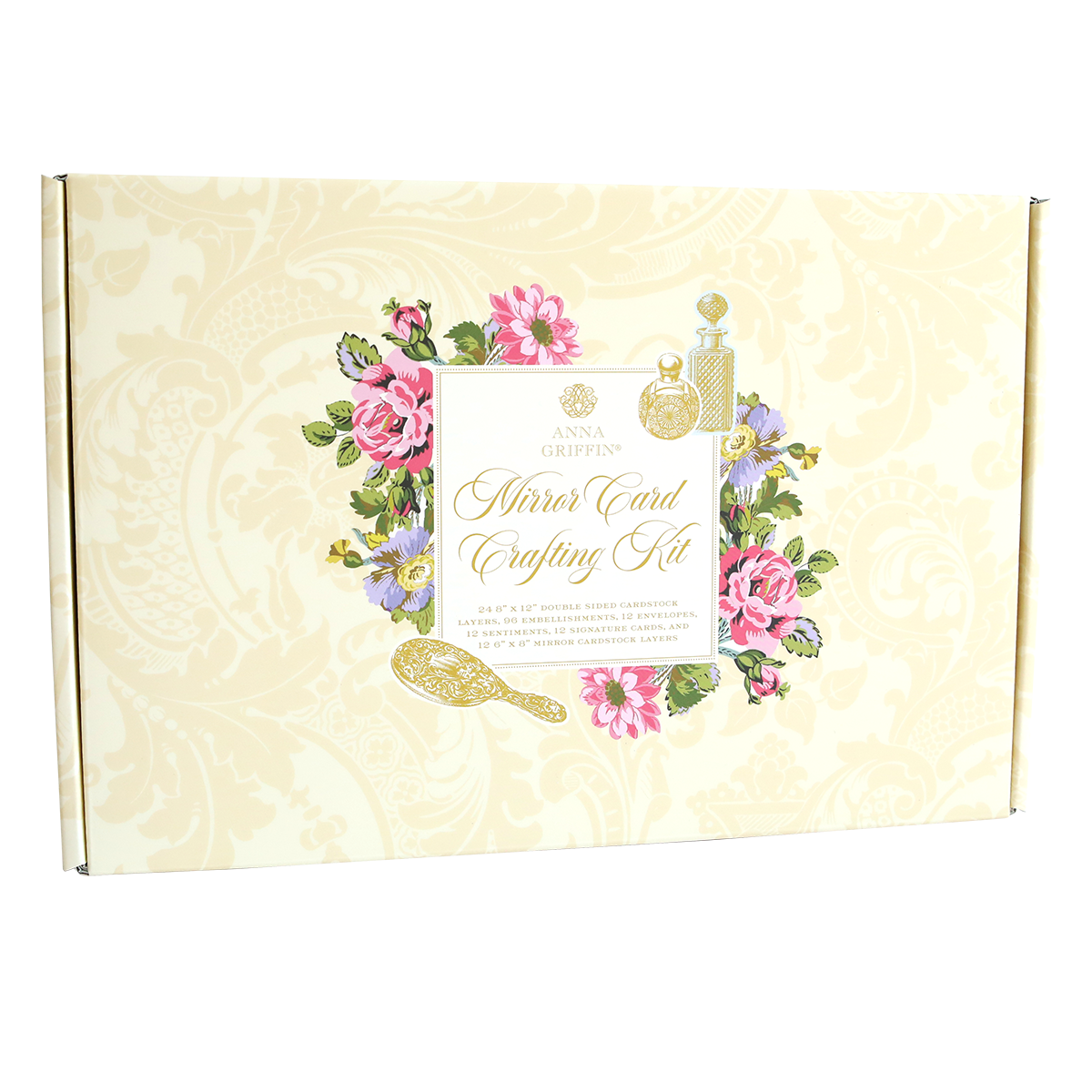 The "Mirror Card Craft Box" from Anna Griffin, adorned with a floral design, includes exquisite foil embellishment stickers to enhance your creations.