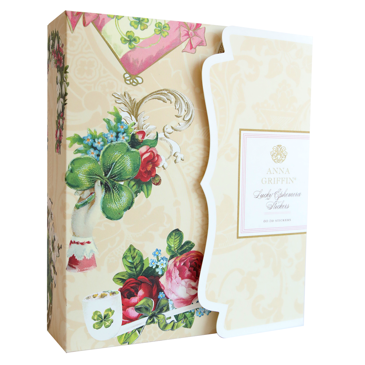 The "Anna Griffin" luxury ephemera stationery now comes in ornate packaging with roses and a teacup design, featuring the Lucky Ephemera Stickers to enhance your collection.