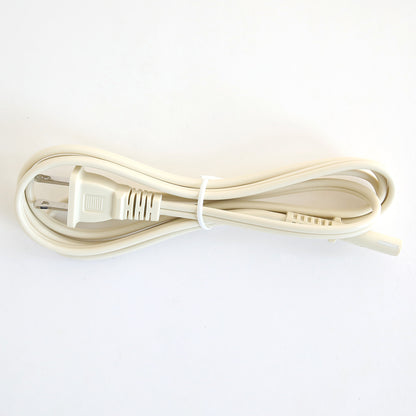 A coiled white power cord with a two-prong plug and connector, secured by a twist tie, designed for the Empress Elite Mini Diecutting and Embossing Machine, displayed on a white background.