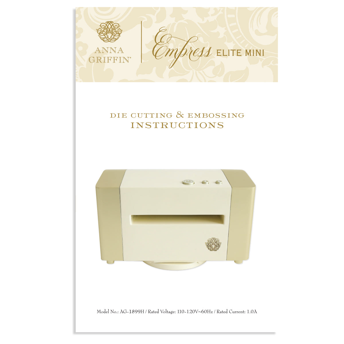 Front cover of the instructions manual for the Empress Elite Mini Diecutting and Embossing Machine, featuring an image of the electronic machine.