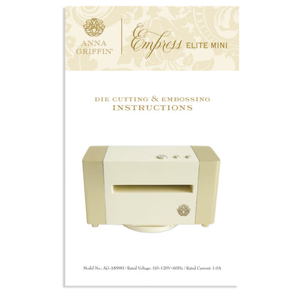 Front cover of the instructions manual for the Empress Elite Mini Diecutting and Embossing Machine, featuring an image of the electronic machine.