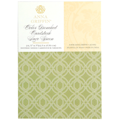 Color Drenched Cardstock Sage Green features a geometric pattern on double-sided 5" x 7" sheets—ideal for card making and pairs perfectly with hot foil plates.