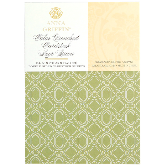Color Drenched Cardstock Sage Green features a geometric pattern on double-sided 5" x 7" sheets—ideal for card making and pairs perfectly with hot foil plates.