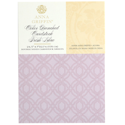 Color Drenched Cardstock Fresh Lilac includes 24 double-sided sheets with a geometric pattern, ideal for card making. Pairs beautifully with hot foil plates and other Color Drenched Cardstock collections.