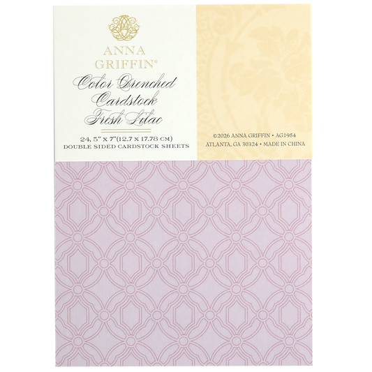 Color Drenched Cardstock Fresh Lilac includes 24 double-sided sheets with a geometric pattern, ideal for card making. Pairs beautifully with hot foil plates and other Color Drenched Cardstock collections.