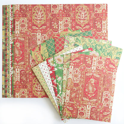 The Jasmine Holiday Cardstock Collection features sturdy 300 gsm sheets in red, green, and beige with floral and geometric designs—perfect for crafting festive holiday cards.