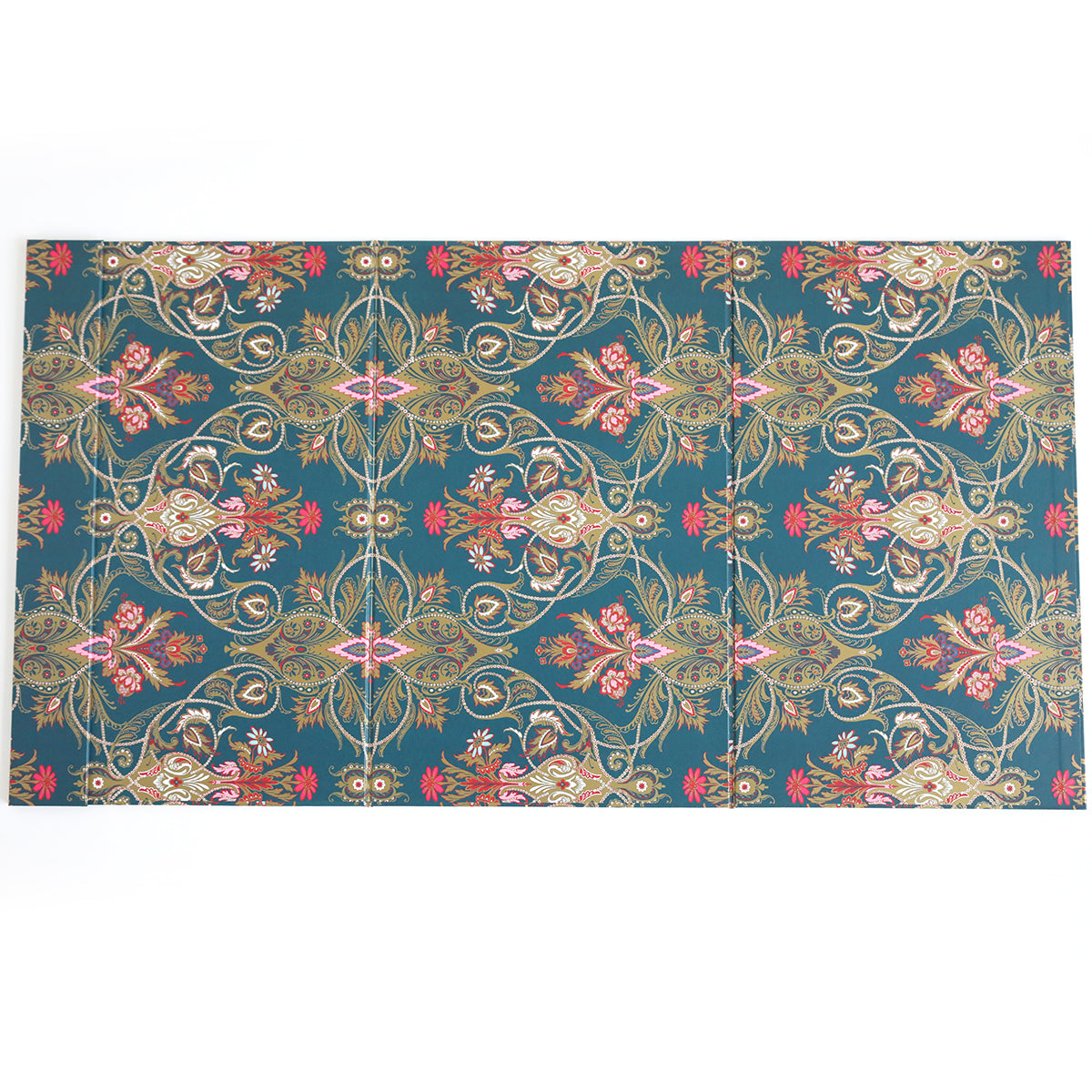 The Jasmine Magnetic Die Stand features an intricate floral and leaf pattern in green, red, pink, and gold on a dark teal background—perfect for adding an elegant touch to your craft room or organizing creative die projects.