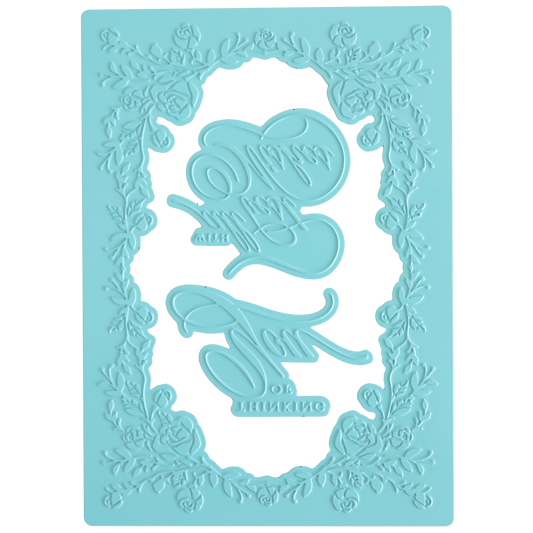 The Gilded Rose Frame and Sentiment Hot Foil Plates feature a floral border and cursive script, perfect for adding decorative touches to baked goods, crafts, or handmade cards.
