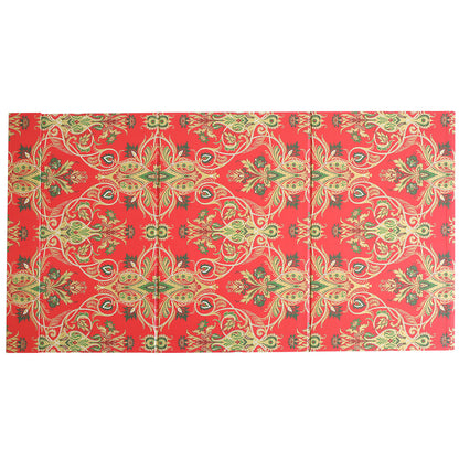 Red and gold patterned folding mat featuring ornate, symmetrical floral and vine designs inspired by Christmas Jasmine blooms—perfect for displaying your favorite holiday dies or for use alongside the Christmas Jasmine Magnetic Die Stand.