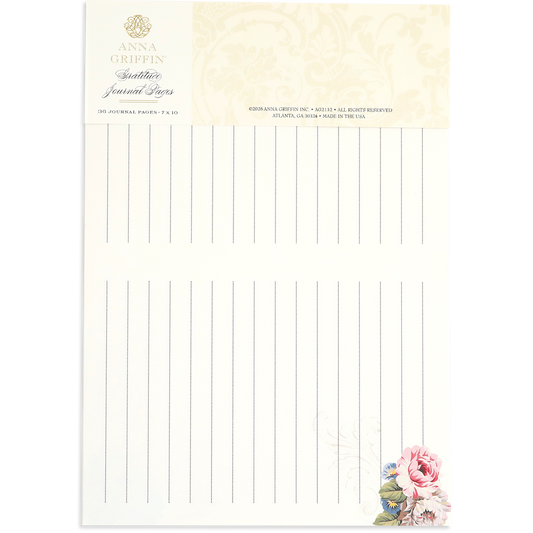 Gratitude Journal Pages feature lined sheets with a floral motif in the bottom right corner and "Anna Griffin" branding at the top—ideal as pre-printed journal pages or elegant inserts for your journal collection.