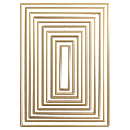 The Concentric Rectangle Dies are a set of nested rectangular metal frames for card making and scrapbooking, displayed concentrically on a white background.