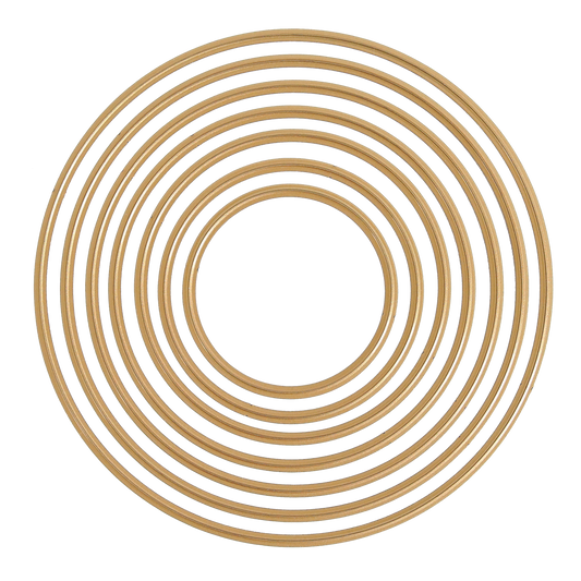 The Concentric Circle Dies feature eight concentric rings, ideal for layered designs or pairing with circle dies in craft projects. Displayed on a white background, they're perfect for adding dimension to your creations.
