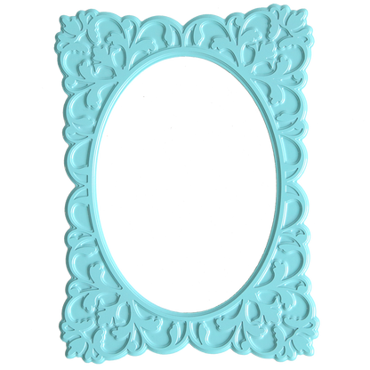 Add a charming accent to your handmade cards with the Oval Flourish Frame Gilded Hot Foil Plate—a light blue, ornate rectangular frame featuring decorative floral and leaf patterns along the border and an empty oval opening, perfect for pairing with your favorite hot foil plate designs.