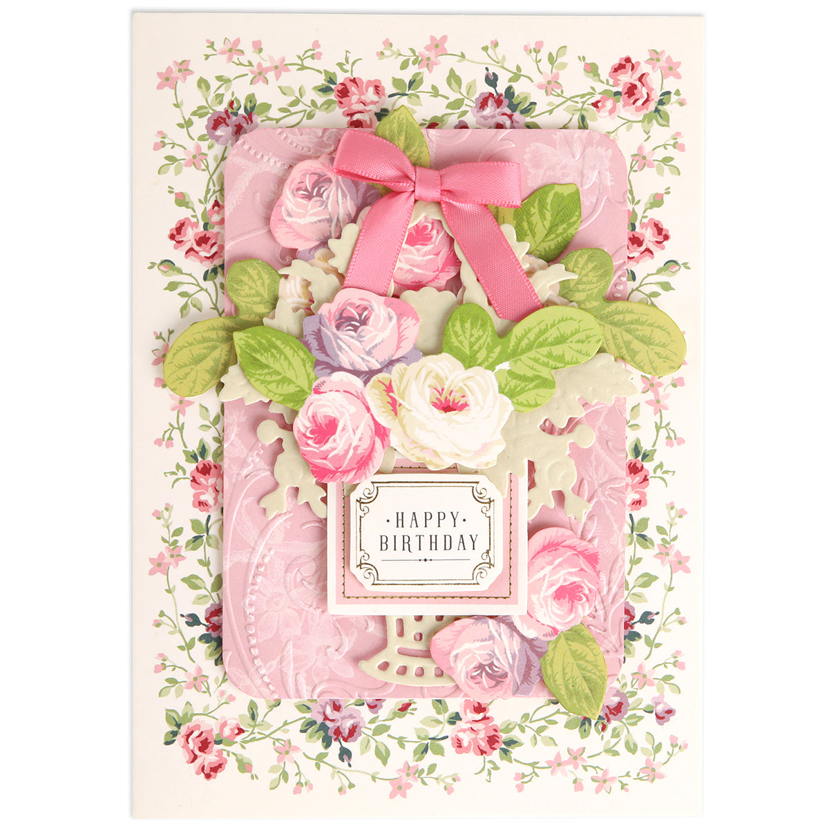 Introducing the “Birthday Perfect Pattern Cards and Envelopes”—a beautifully designed floral birthday card featuring elegant pink and white roses, lush green leaves, a delicate pink ribbon, and a charming “Happy Birthday” tag. Framed by a stylish floral border, this 5x7 card is expertly printed on premium cardstock, making it ideal for personalized messages that will make your heartfelt wishes stand out.
