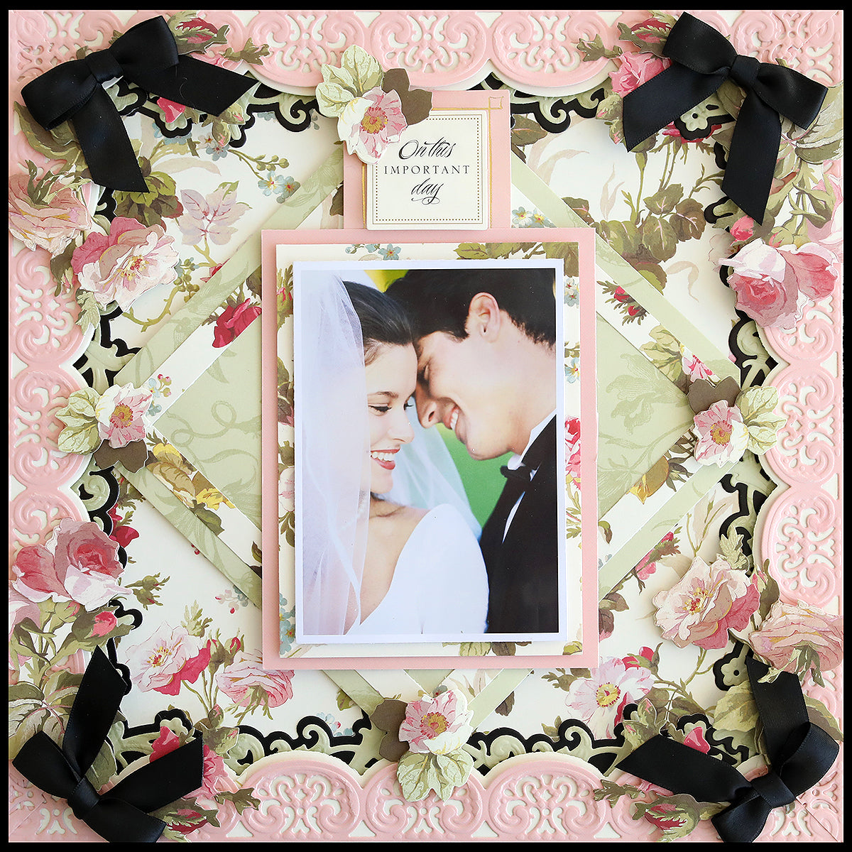 Anna's first design features a frame adorned with floral designs, perfect for scrapbooking memories of the Anniversary Paper Crafting Collection.