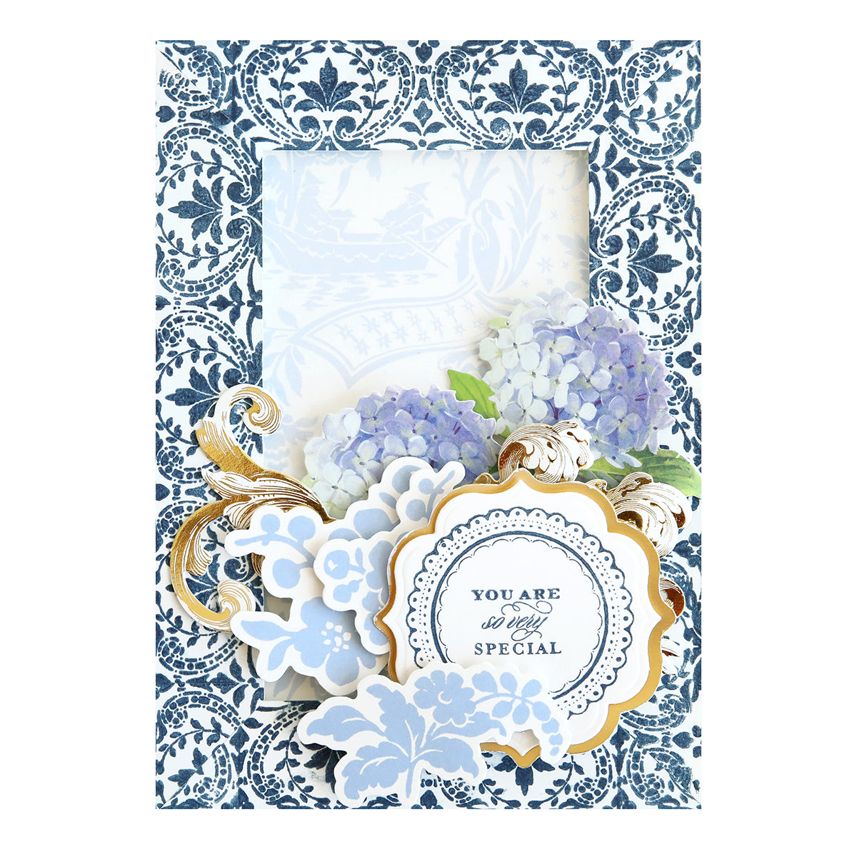 An Anniversary Stamp Set frame with flowers on it, perfect for borders and backgrounds.
