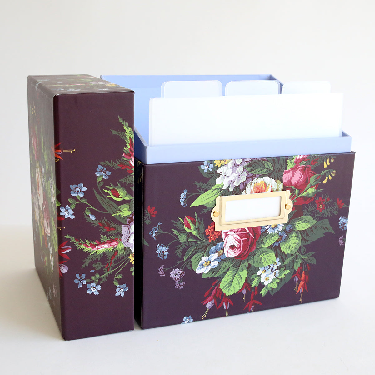 A floral storage box with dividers for craft room organization, perfect for storing Embossing Folder Storage Box - Astrid.