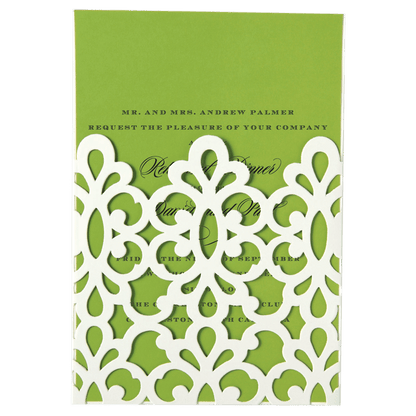 Laser cut wedding invitations.