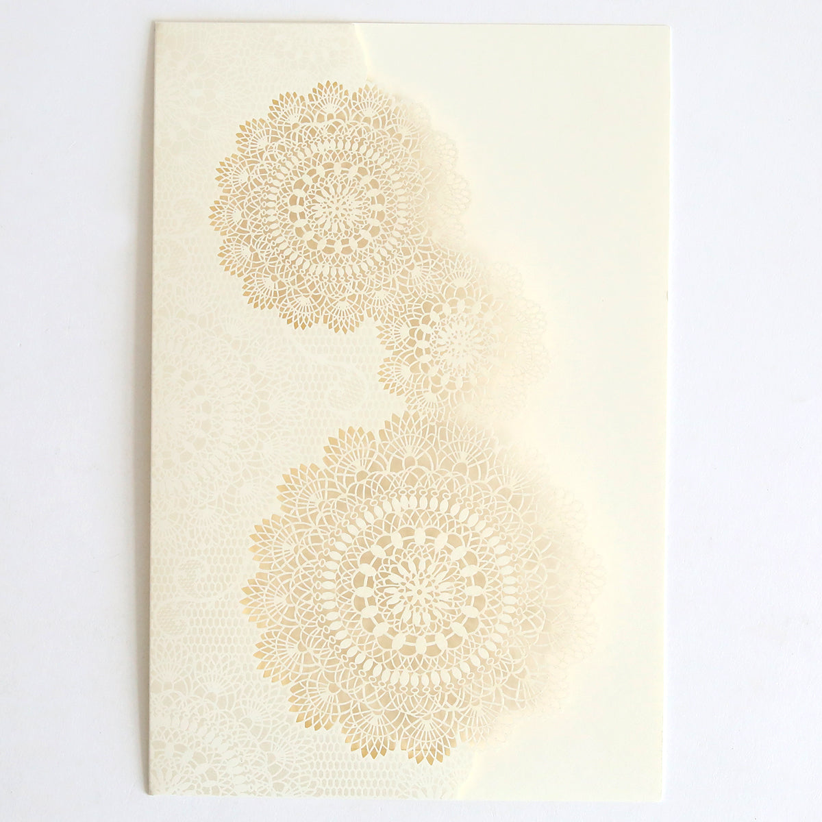 An ivory wedding invitation card set featuring laser-cut lace pockets in a 10 pack—delicate and elegant, ideal for customizing your invitations with a refined touch.