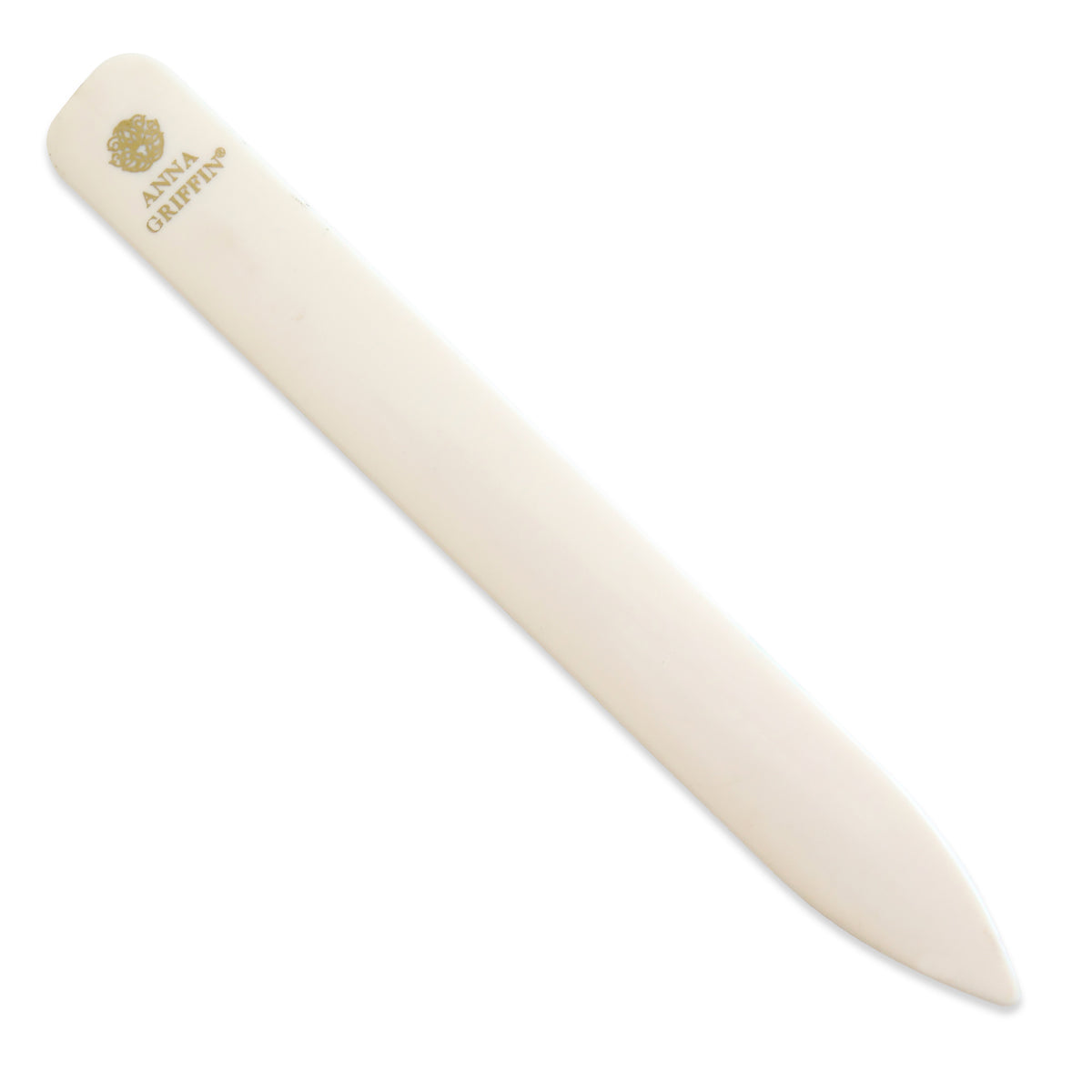 The Essential Tool Set includes a white plastic letter opener with a pointed end and the gold Anya Greifen logo on the handle—ideal for card making and an essential addition to your paper crafting tools.