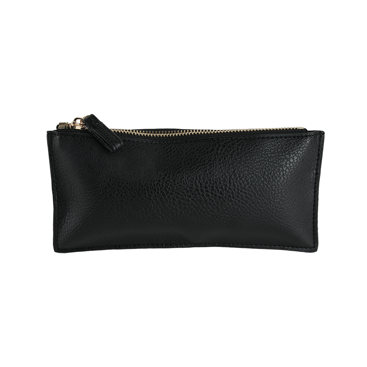 The Onyx Black Pencil Case is shown against a plain white background, featuring a sleek zippered design in stylish faux leather—perfect as a pencil pouch for women.