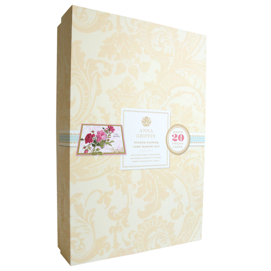 A boxed Folded Flower Card Kit, perfect for flower lovers interested in creating handmade cards.