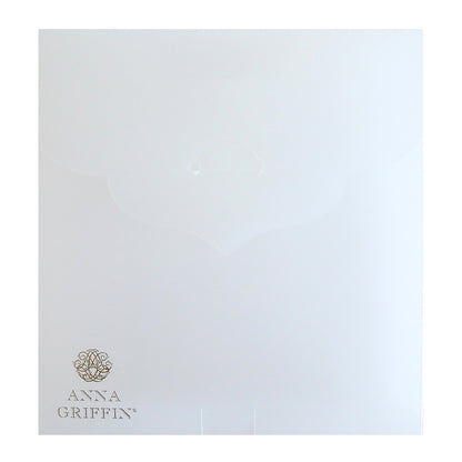 A white Frosted Craft Storage Box 9 count with the word Anna Groepfen engraved on it using embossing folders.