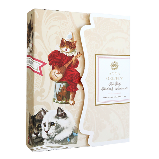 A pack of Fur Baby Cat Stickers and Sentiments featuring illustrations of cats dressed in vintage clothing and accessories, perfect for cat lovers who appreciate heartfelt sentiments.