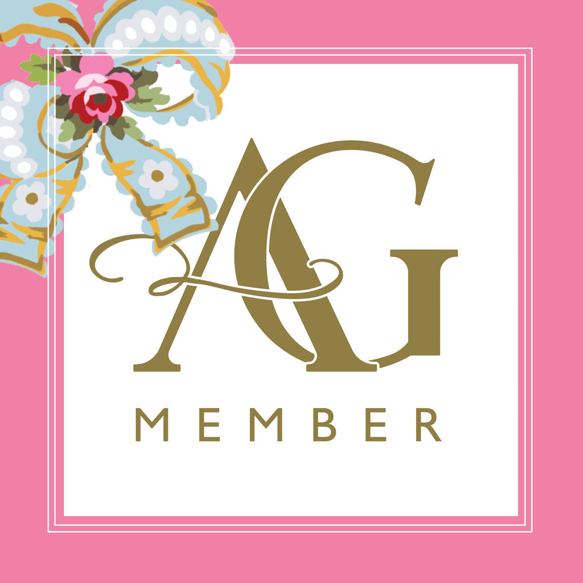 Anna Griffin Gift AG Membership logo on a pink background offering discounts and crafting classes.