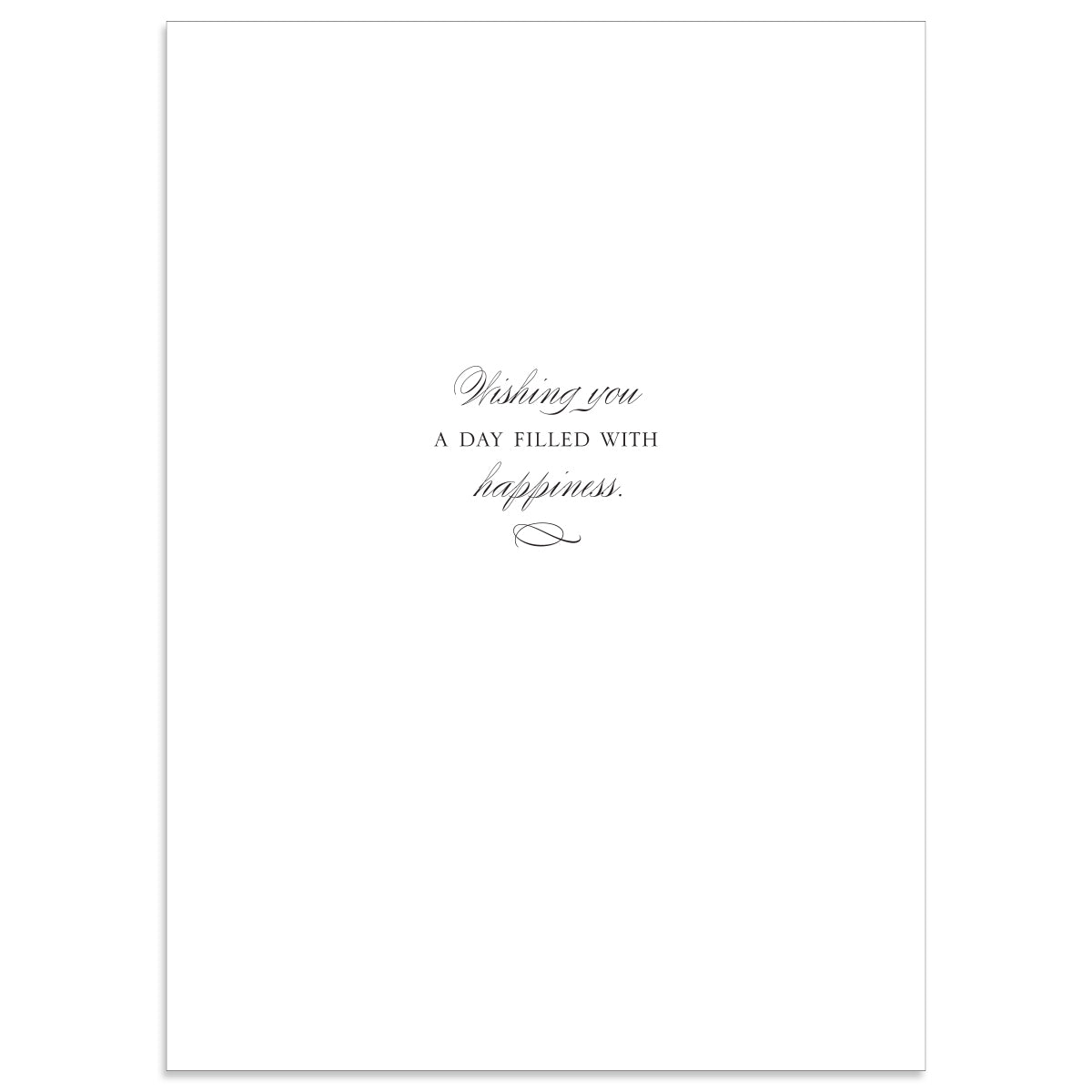 The Cecile Happy Mother's Day Card features "Wishing you a day filled with happiness" in an elegant, simple font centered on a white card, complemented by a printed lined envelope for added charm.