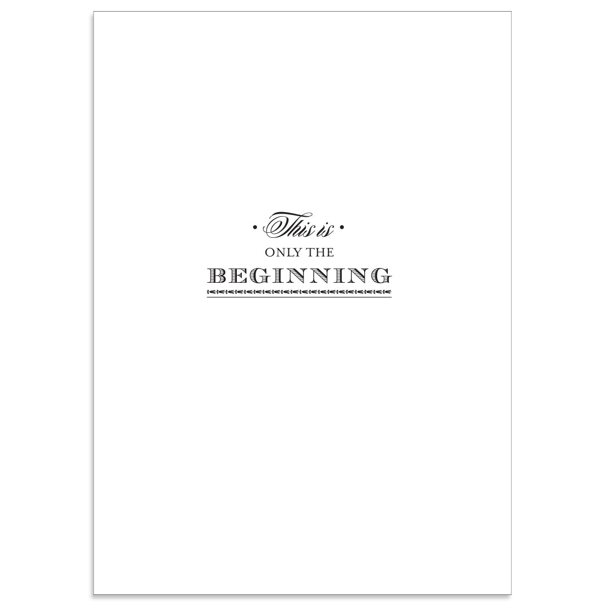 The Amelie For The Graduate Card features a white card with black text, "This is only the beginning," paired elegantly with a printed lined envelope.