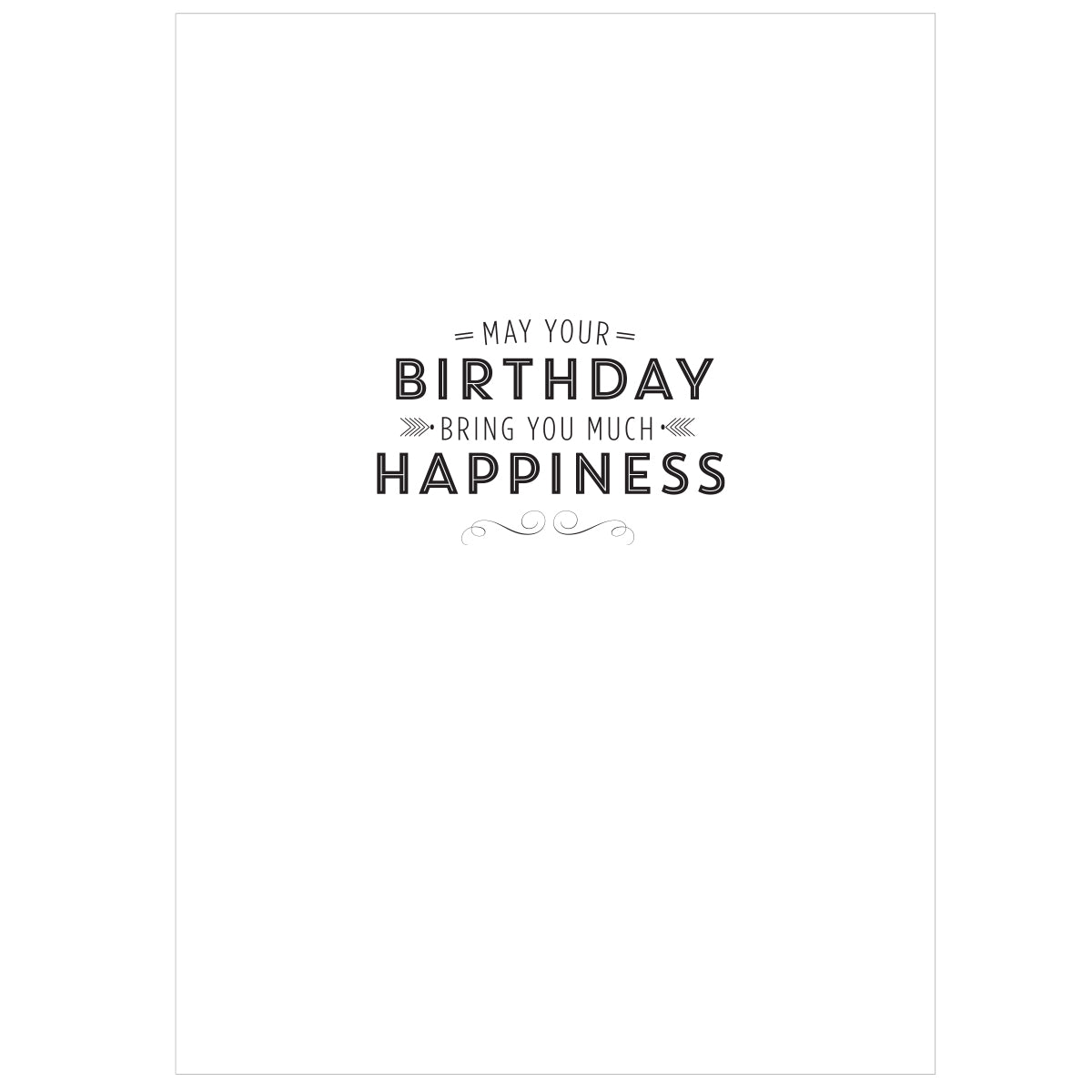 On a gold foil Donuts Happy Birthday Card with black text on a white background, it reads, "May your birthday bring you much happiness," and is paired with a beautifully lined envelope.