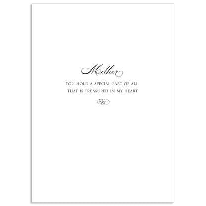 The Faded Rose Mother's Day Card features the word "Mother" in elegant gold foil and the message, "You hold a special part of all that is treasured in my heart," and comes with a beautifully printed lined envelope.