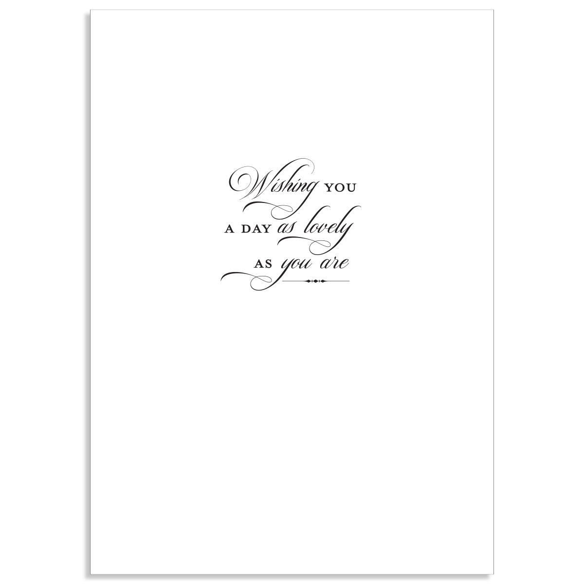 The "Faded Rose On Your Birthday Card" features an elegant script with the message, "Wishing you a day as lovely as you are," on a white background with gold foil accents. It includes a 5" x 7" card and a printed lined envelope for added sophistication.