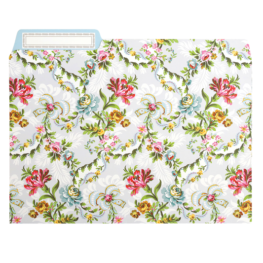 An envelope with a Phoebe Floral File Folders pattern on it, perfect for organizing documents with tab dividers or folders.