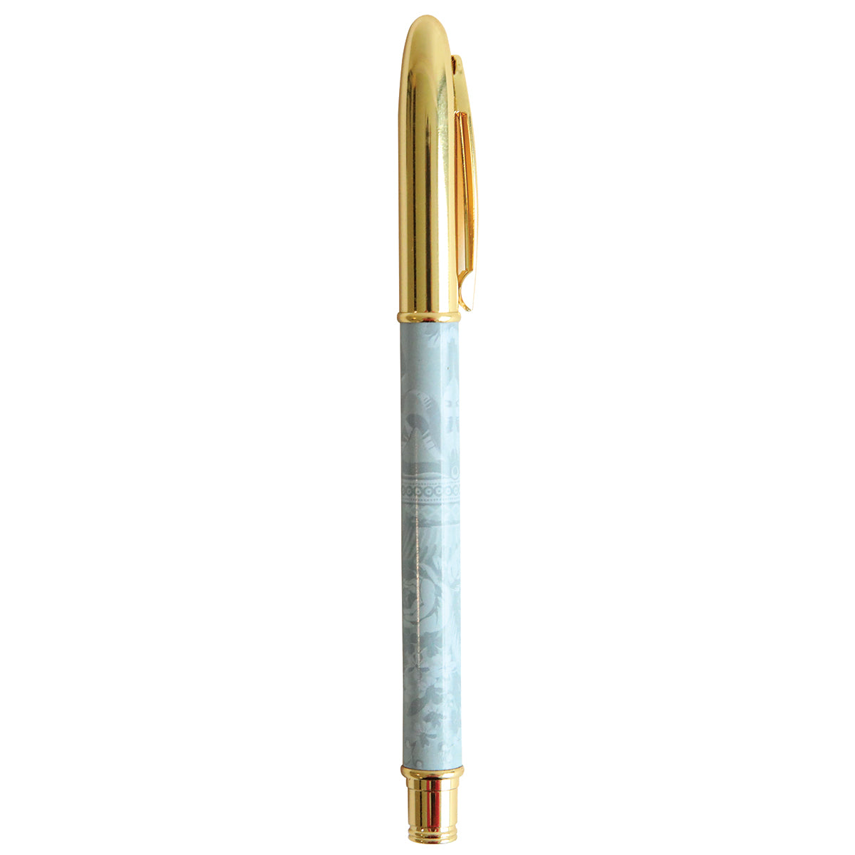 Elegant Phoebe Blue Gift Pen with a gold clip and light blue marbled barrel.
