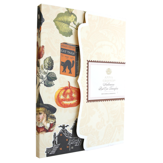 The Halloween Rub On Embellishments folder showcases vintage Halloween images like a witch, pumpkin, black cat, and house, with an "Anna Griffin Collection" label—ideal for Halloween crafting enthusiasts.