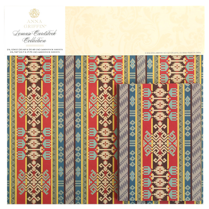 A package with a Lomasi Cardstock Collection striped pattern in red, blue, and yellow.