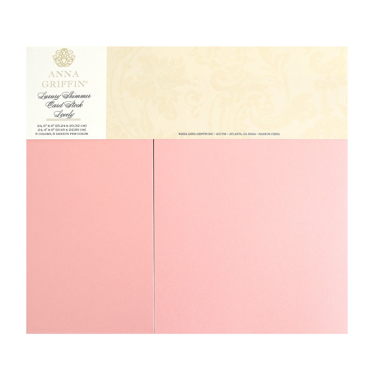 Introducing the Luxury Shimmer Cardstock - Lovely, a stunning pack in coral, perfect for crafting handmade cards. The set is shown with a cover and two visible sheets, ideal for embossing.