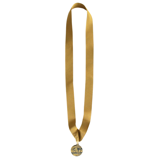The AG Members Only Lanyard features a gold medal on a wide gold lanyard with medallion, shown on a plain white background—an elegant piece for any exclusive pin collection.