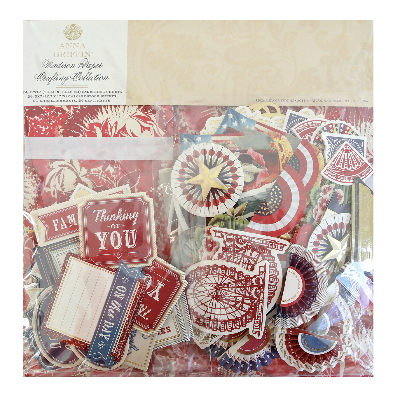 This description features the Madison Paper Crafting Collection, a vintage spirit, and patriotic embellishments.