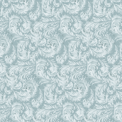 Add charm to your crafts with 12x12 Phoebe Blue Feathers Cardstock—5 sheets featuring seamless white vintage floral and leaf motifs on a light blue background, perfect for archival use and double-sided projects.