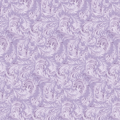 The 12x12 Phoebe Lavender Feathers Cardstock (5 sheets) features a seamless lavender floral damask and swirling leaf pattern on light purple. Double-sided, acid and lignin free for lasting quality—perfect for decorative projects.