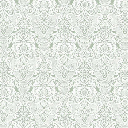 The 12x12 Virginia Flower Vine Green Cardstock (5 sheets) features a seamless damask floral and scroll pattern in light green and white, perfect for vintage-style projects, double-sided use, and archival quality.