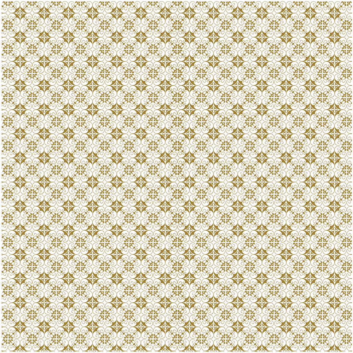 12x12 Faded Rose Floral Ivory Text Paper (5 sheets) features a repeating gold and white geometric floral pattern with circular and diamond shapes, ideal for archival projects or elegant double-sided text use.