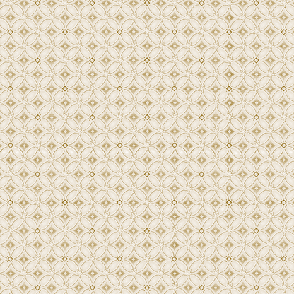 12x12 Faded Rose Floral Stripe Text Paper (5 sheets) features a seamless beige and gold geometric pattern with circles and diamond shapes on a light background, perfect for double-sided text or archival projects.