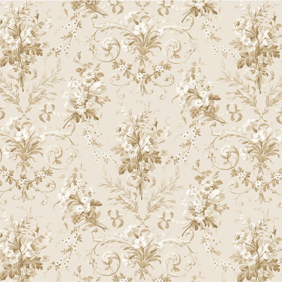 The 12x12 Faded Rose Floral Filigree Cardstock (5 sheets) features intricate vintage floral patterns in beige and brown, with bouquets, leaves, and scrolls on a light background—ideal for double-sided or archival use.