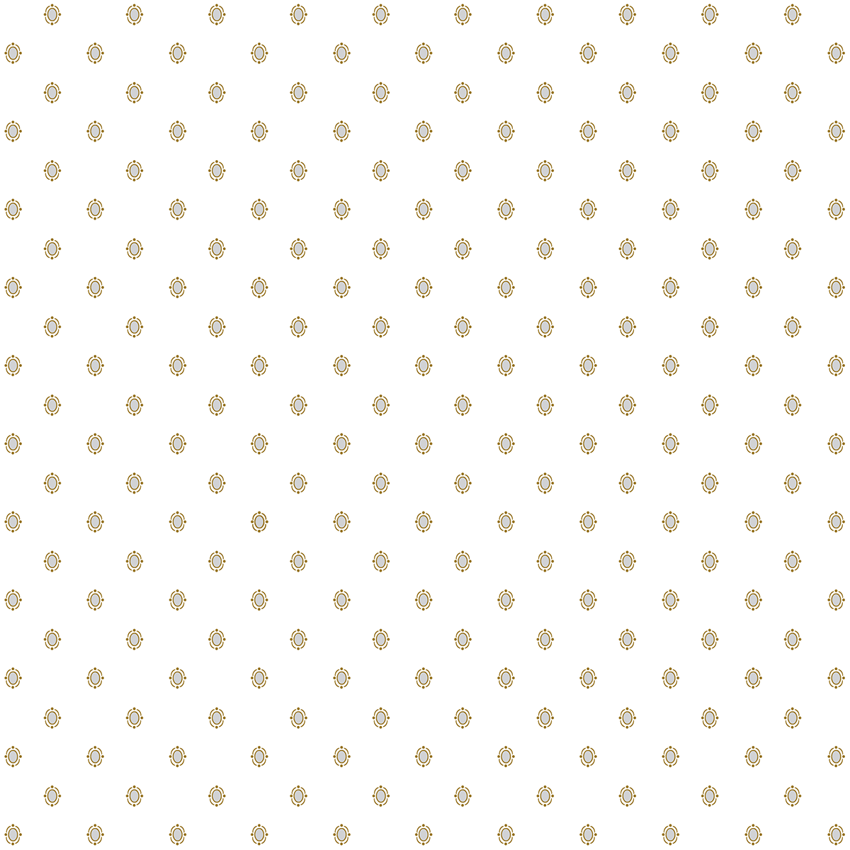 A repeating pattern of small, symmetrical yellow and brown flower-like shapes on white, ideal for archival projects or pairing with the 12x12 Faded Rose Flower Cluster Text Paper 5 sheets.