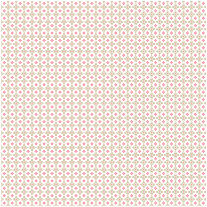 12x12 Antique Botanical Leaves Green Text Paper—features a repeating pattern of small pink hearts and beige quatrefoils on a white, botanical background. Includes 5 sheets, ideal for archival or double-sided paper projects.
