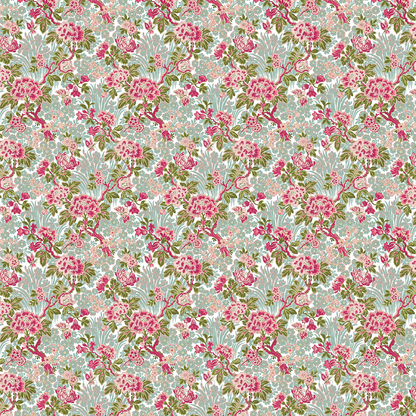 Featuring a repeating floral pattern with pink and red flowers and green leaves on a light blue background, the 12x12 Lian Floral Branches Blue Cardstock (5 sheets) is ideal for archival use or crafting projects.